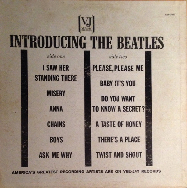 The Beatles - Introducing... The Beatles - VG+ (VG cover) LP Record 1964 Vee Jay USA Original Official ARP Pressing Vinyl - Rock & Roll / Beat - Shuga Records