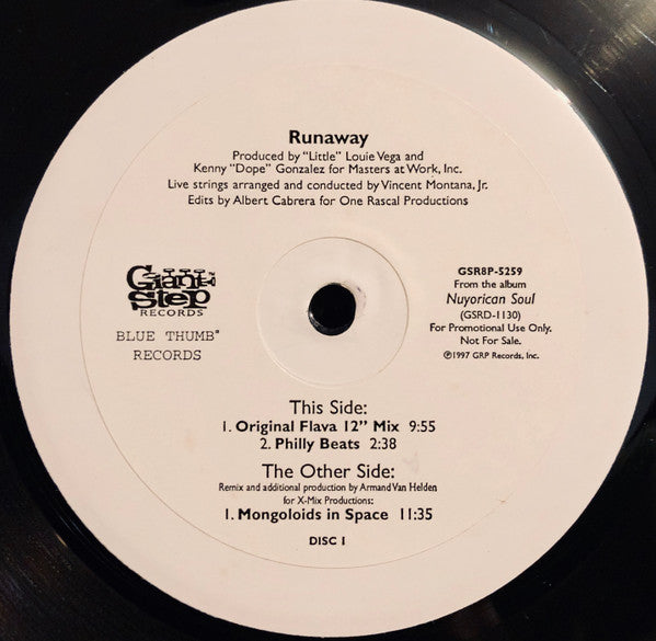 Nuyorican Soul - Runaway - Mint- 2x 12" Single Record 1997 Giant Step Blue Thumb USA Promo Vinyl - House - Shuga Records