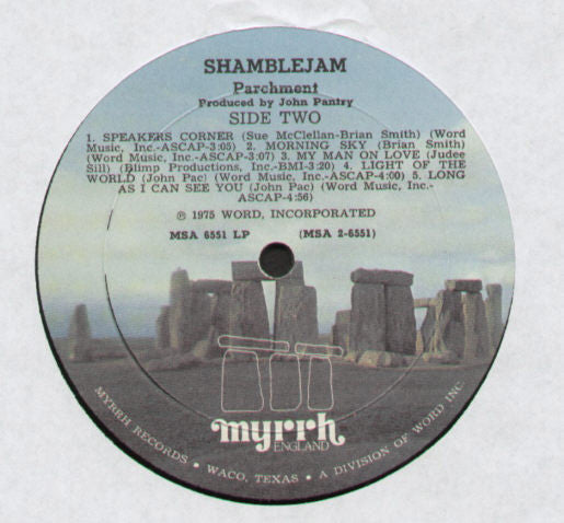 Parchment - Shamblejam - VG+ LP Record 1975 Myrrh USA Vinyl - Rock / Folk Rock / Xian - Shuga Records