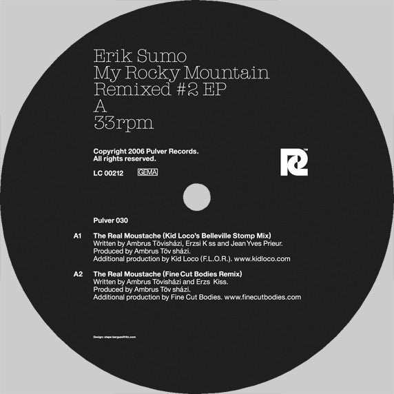 Erik Sumo - My Rocky Mountain Remixed #2 - Mint- 12" Single Record 2006 Pulver Germany Vinyl - Deep House / Broken Beat / Future Jazz - Shuga Records