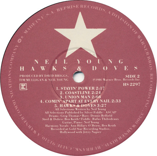 Neil Young - Hawks & Doves - VG+ LP Record 1980 Reprise USA Vinyl - Classic Rock / Folk Rock - Shuga Records
