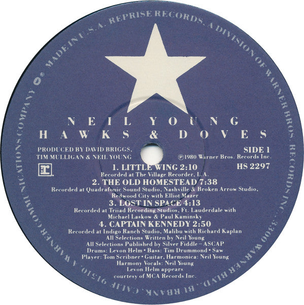 Neil Young - Hawks & Doves - VG+ LP Record 1980 Reprise USA Vinyl - Classic Rock / Folk Rock - Shuga Records