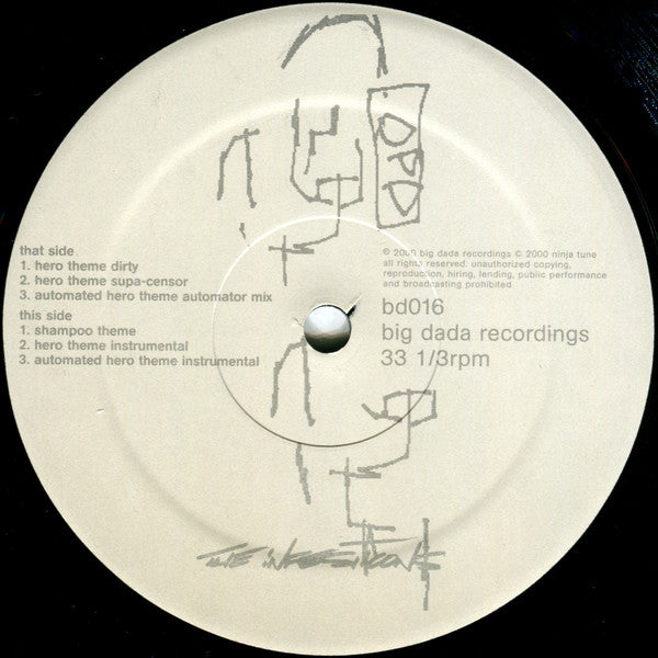 The Infesticons / The Majesticons - Hero Theme (Dan The Automator Remixes) - VG+ EP Record 2000 Big Dada UK Vinyl - Breaks / Hip Hop / Experimental