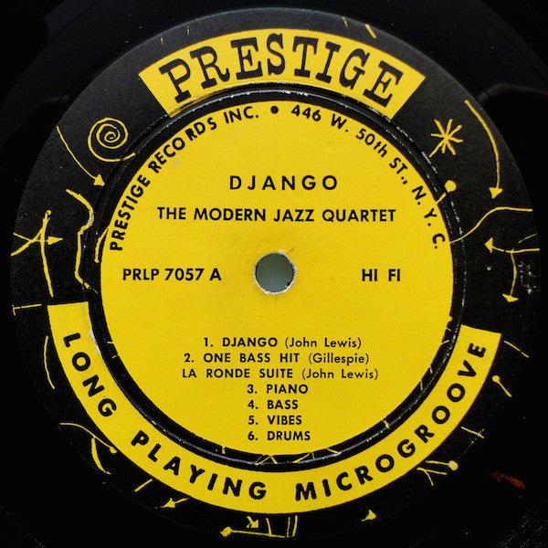 The Modern Jazz Quartet / MJQ - Django - VG LP Record 1956 Prestige USA Mono Original Vinyl (446 W. 50th ST NYC Label) - Jazz / Post Bop / Cool Jazz - Shuga Records