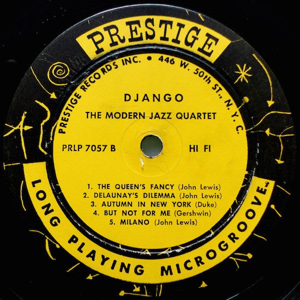 The Modern Jazz Quartet / MJQ - Django - VG LP Record 1956 Prestige USA Mono Original Vinyl (446 W. 50th ST NYC Label) - Jazz / Post Bop / Cool Jazz - Shuga Records