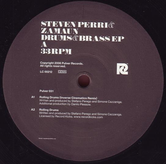 Steven Perri & Zamaun - Drums & Brass EP - Mint- 12" Single Record 2006 Pulver Germany Vinyl - Future Jazz / Deep House - Shuga Records