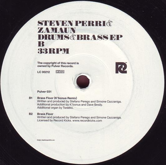 Steven Perri & Zamaun - Drums & Brass EP - Mint- 12" Single Record 2006 Pulver Germany Vinyl - Future Jazz / Deep House - Shuga Records