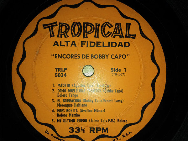 Bobby Capó - "Encores De Bobby Capó"- VG+ LP Record 1960s Tropical USA Vinyl - Latin / Mambo / Cha-Cha / Bolero - Shuga Records