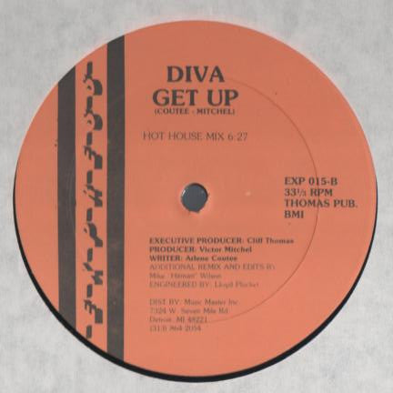 Diva - Get Up - Mint- 12" Single Record 1989 Express USA Detroit Vinyl - Acid House / Hip-House - Shuga Records