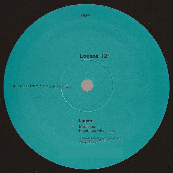 Loqate - Miracles - VG+ 12" Single Record 2001 Ubiquity USA Vinyl - Deep House / Future Jazz