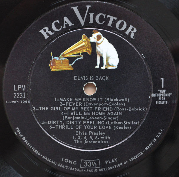 Elvis Presley - Elvis Is Back! - VG LP Record 1960 RCA Victor USA Mono Original Press Vinyl - Rock & Roll / Pop Rock - Shuga Records