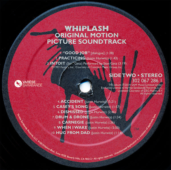 Various ‎– Whiplash (Original Motion Picture Music) - VG+ LP Record 2015 Varèse Sarabande Black 180 gram Vinyl - Soundtrack - Shuga Records