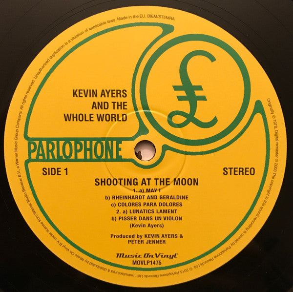 Kevin Ayers and The Whole World - Shooting At The Moon (1970) - Mint- LP Record 2015 Parlophone Music On Vinyl 180 gram Vinyl - Psychedelic Rock / Pop Rock - Shuga Records