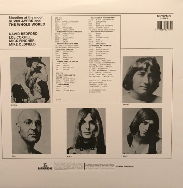 Kevin Ayers and The Whole World - Shooting At The Moon (1970) - Mint- LP Record 2015 Parlophone Music On Vinyl 180 gram Vinyl - Psychedelic Rock / Pop Rock - Shuga Records