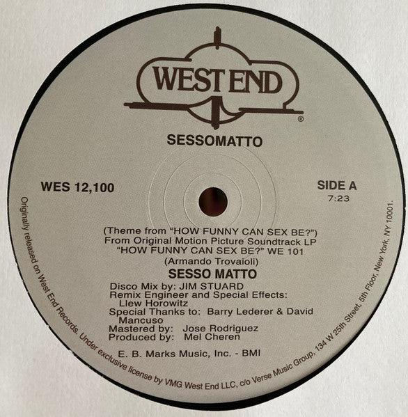 Sesso Matto - Sessomatto (Theme From "How Funny Can Sex Be?") - New 12" Single Record 2015 West End Vinyl - Disco / Boogie - Shuga Records