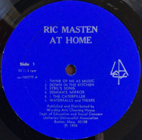 Ric Masten - Ric Masten At Home- VG+ LP Record 1973 Unitarian Universalist USA Private Press Vinyl - Folk / Bluegrass - Shuga Records