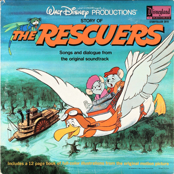 Various - Walt Disney Story Of The Rescuers - VG+ LP Record 1977 Disneyland USA Vinyl & Booklet - Story / Children's - Shuga Records