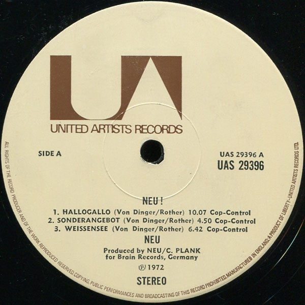 Neu! - Neu! - VG+ LP Record 1972 United Artists UK Original Vinyl - Krautrock / Experimental - Shuga Records