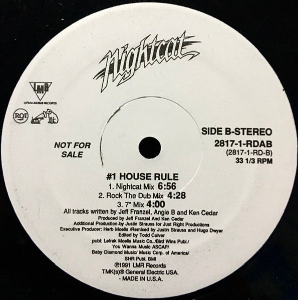 Nightcat - #1 House Rule - VG+ 12" Single Record 1991 LMR USA Promo Vinyl - House - Shuga Records