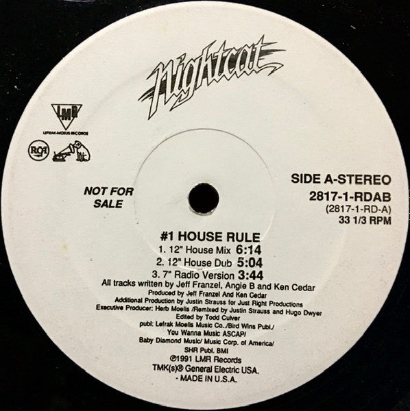 Nightcat - #1 House Rule - VG+ 12" Single Record 1991 LMR USA Promo Vinyl - House - Shuga Records