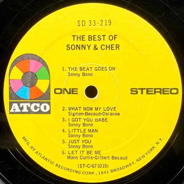 Sonny & Cher - The Best Of Sonny & Cher (1967) - VG+ LP Record 1972 ATCO USA Vinyl - Pop Rock / Soft Rock / Classic Rock - Shuga Records