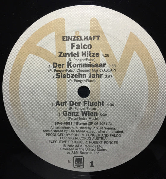 Falco - Einzelhaft - VG+ LP Record 1982 A&M USA Vinyl - Synth-pop / Pop Rock - Shuga Records