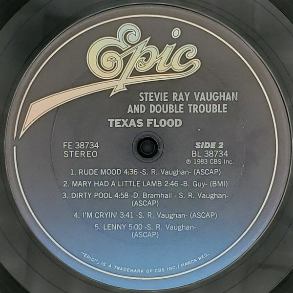 Stevie Ray Vaughan And Double Trouble - Texas Flood - VG+ LP Record 1983 Epic Original Vinyl - Blues Rock / Texas Blues / Electric Blues - Shuga Records