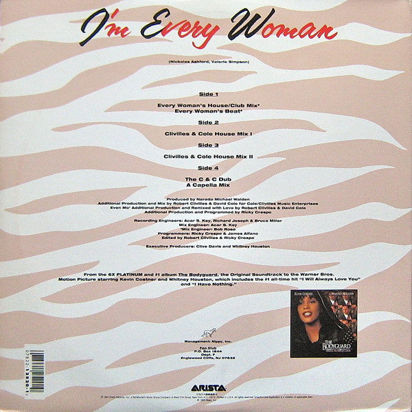 Whitney Houston - I'm Every Woman - VG+ 2x 12" Single Record 1993 Arista USA Vinyl - House - Shuga Records