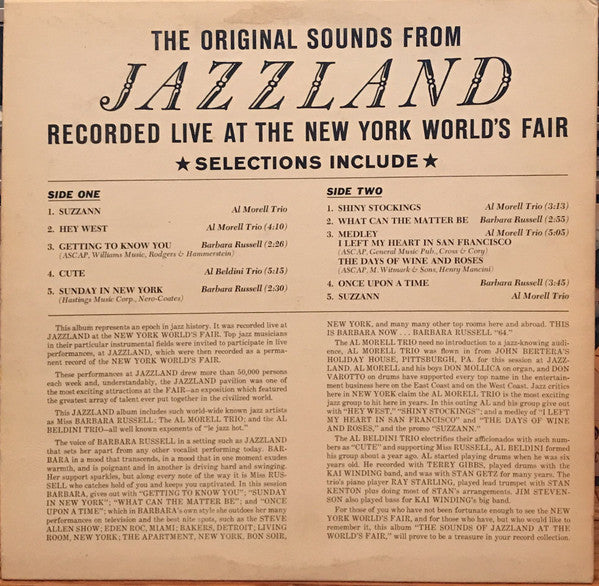 Al Morell Trio / Al Beldini Trio / Barbara Russell - VG+ LP Record 1964 Wager USA Vinyl - Jazz