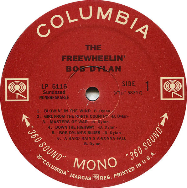 Bob Dylan - The Freewheelin' Bob Dylan (1963) - Mint- LP Record 2002 Columbia Sundazed Mono 180 gram RARE Vinyl - Rock / Folk Rock - Shuga Records