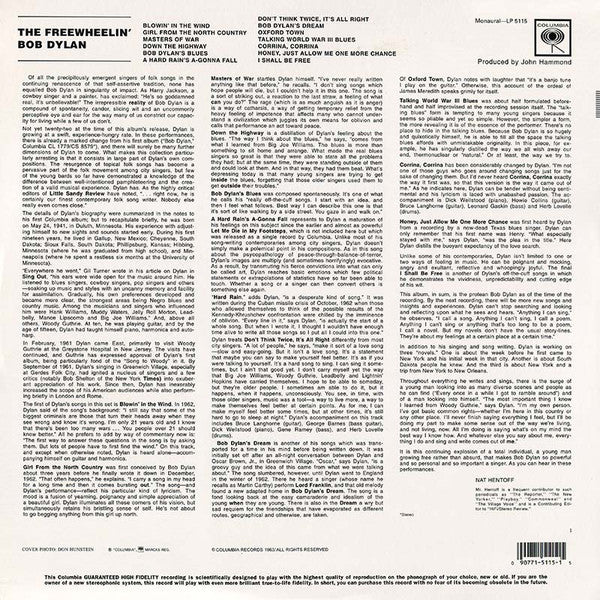 Bob Dylan - The Freewheelin' Bob Dylan (1963) - Mint- LP Record 2002 Columbia Sundazed Mono 180 gram RARE Vinyl - Rock / Folk Rock - Shuga Records