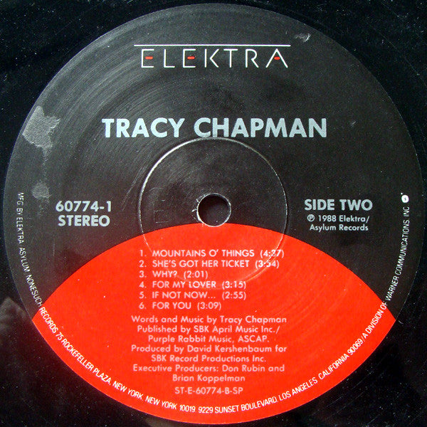 Tracy Chapman - Tracy Chapman - Mint- LP Record 1988 Elektra USA Original Vinyl - Pop Rock / Folk Rock - Shuga Records