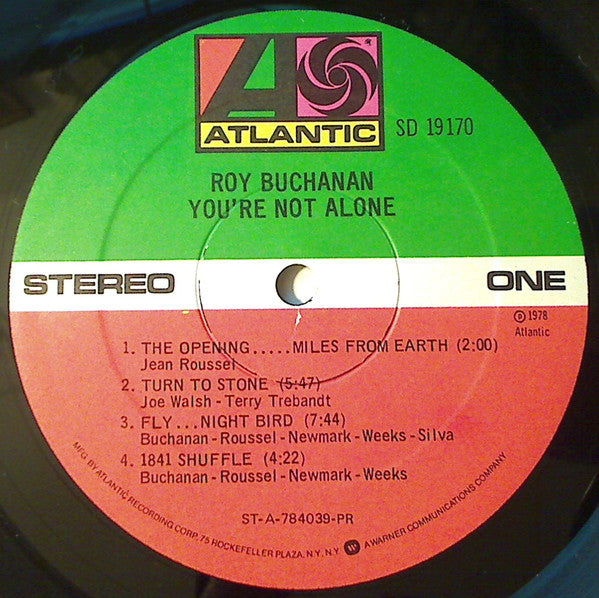 Roy Buchanan - You're Not Alone - Mint- LP Record 1978 Atlantic USA Original Promo Vinyl - Classic Rock / Blues Rock - Shuga Records