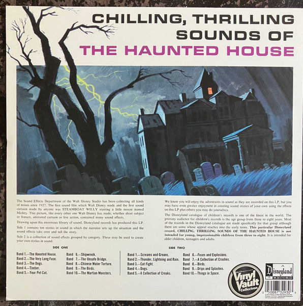 No Artist - Chilling, Thrilling Sounds Of The Haunted House (1964) - Mint- LP Record 20115 Walt Disney Disneyland Vinyl - Holiday / Special Effects / Halloween - Shuga Records