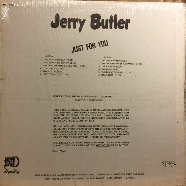 Jerry Butler - Just Beautiful - Mint- LP Record 1974 Dynasty USA Vinyl - Soul / Rhythm & Blues - Shuga Records
