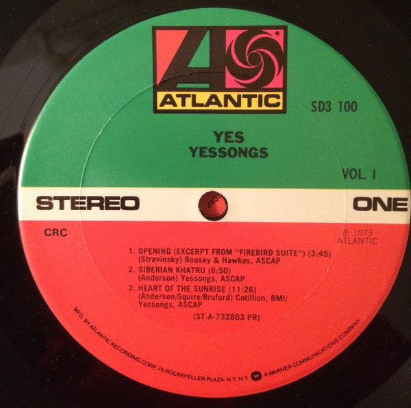 Yes - Yessongs - VG+ 3 LP Record 1973 Atlantic CRC Columbia House Club Edition USA Vinyl - Pop Rock / Prog Rock
