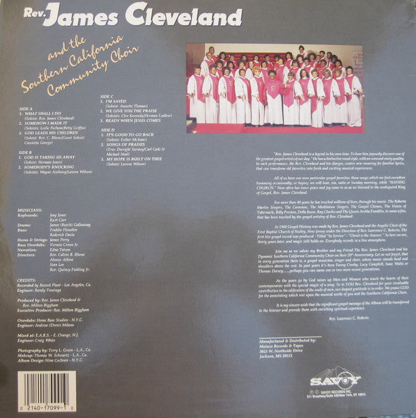 Rev. James Cleveland And The Southern California Community Choir - Having Church - VG+ 2 LP Record 1990 Savoy USA Vinyl - Gospel / Soul - Shuga Records