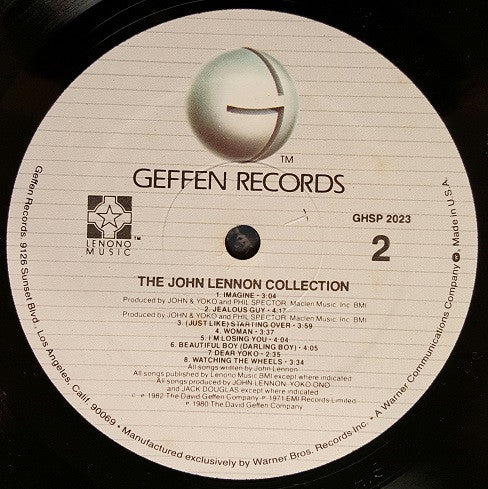 John Lennon - The John Lennon Collection - VG+ LP Record 1982 Geffen USA Original Vinyl - Pop Rock / Psychedelic Rock - Shuga Records