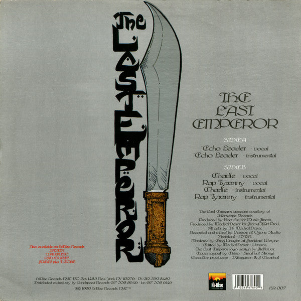 The Last Emperor - Echo Leader / Charlie / Rap Tyranny - VG+ 12" EP Record 1999 Hi-Rise USA Vinyl - Hardcore Hip-Hop - Shuga Records