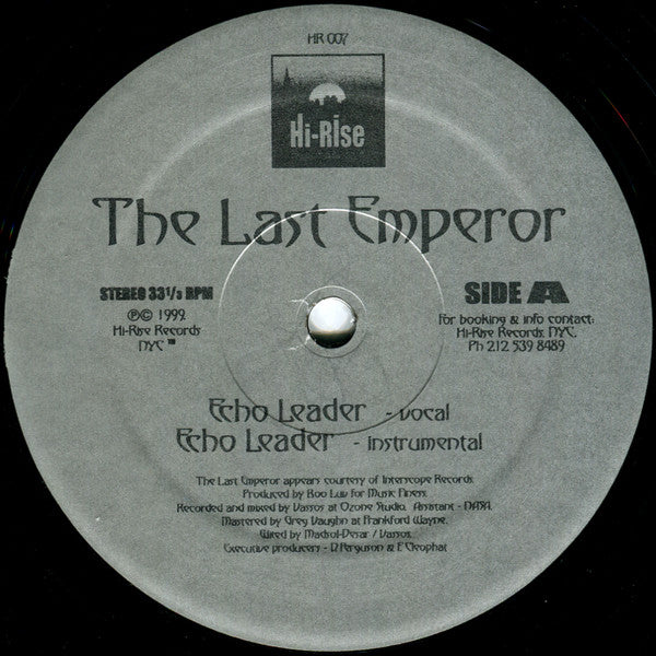 The Last Emperor - Echo Leader / Charlie / Rap Tyranny - VG+ 12" EP Record 1999 Hi-Rise USA Vinyl - Hardcore Hip-Hop - Shuga Records