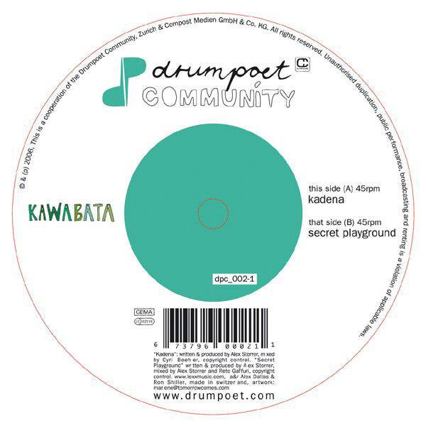 Kawabata - Kadena - 12" Single Record 2006 Drumpoet Community Switzerland Vinyl - Deep House / Tech House - Shuga Records