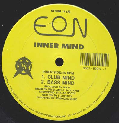 Eon - Inner Mind - Mint- 12" Single Record 1990 Vinyl Solution USA Original Vinyl - Techno / Tribal / Electro - Shuga Records