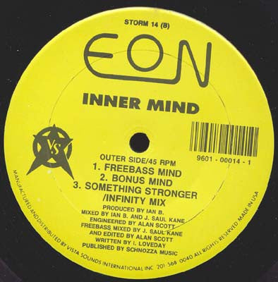 Eon - Inner Mind - Mint- 12" Single Record 1990 Vinyl Solution USA Original Vinyl - Techno / Tribal / Electro - Shuga Records