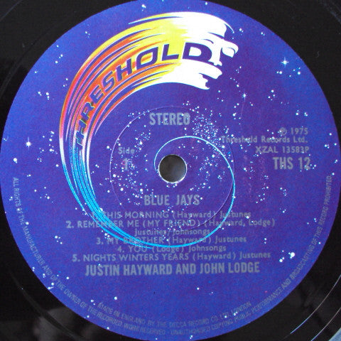 Justin Hayward & John Lodge – Blue Jays - Mint- LP Record 1975 Threshold UK Vinyl & Insert - Rock / Classic Rock - Shuga Records