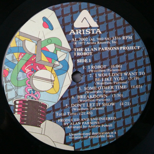 The Alan Parsons Project - I Robot - VG+ LP Record 1977 Arista USA Vinyl - Pop Rock / Prog Rock - Shuga Records
