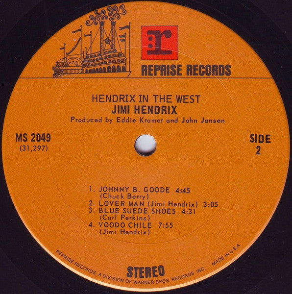 Jimi Hendrix - Hendrix In The West - VG LP Record 1972 Reprise USA Original Vinyl - Psychedelic Rock / Blues Rock - Shuga Records