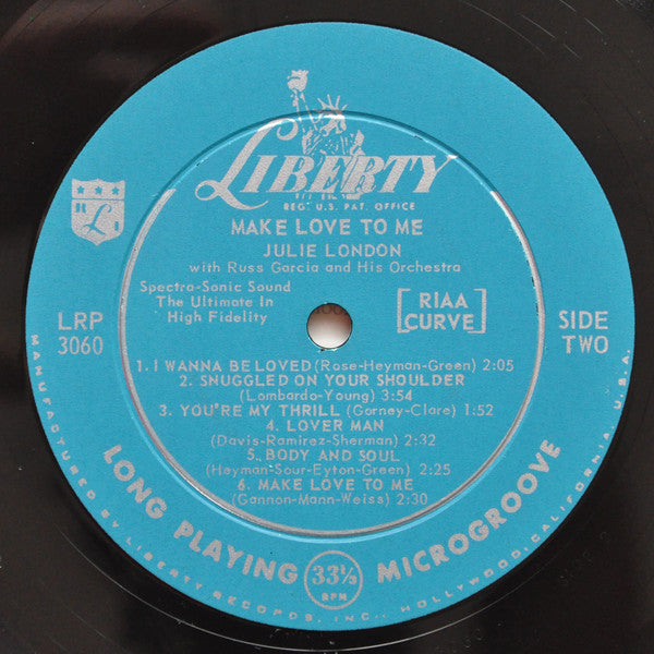 Julie London - Make Love To Me - VG+ (G- low grade cover) LP Record 1957 Liberty USA Mono Vinyl - Jazz / Pop Vocal - Shuga Records