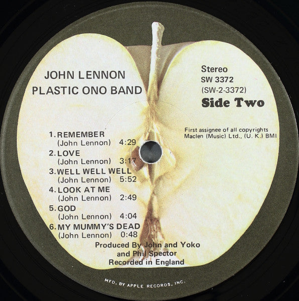 John Lennon / The Plastic Ono Band - VG+ LP Record 1970 Apple Original USA Vinyl & Inner - Pop Rock / Art Rock - Shuga Records