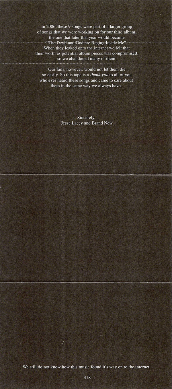Brand New - Leaked Demos 2006 - New Cassette 2016 Procrastinate
