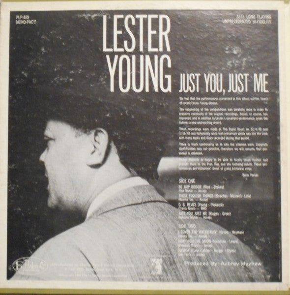 Lester Young - Just You, Just Me - VG LP Record 1961 Charlie Parker USA Mono Original Vinyl - Jazz / Bop - Shuga Records